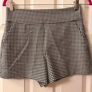 Alice + Olivia Black and White Houndstooth Shorts
